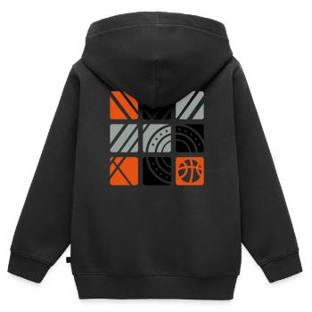 Basketball (Quadrate) - Kinder Premium Organic Zip Hoodie - Schwarz - Hinten - AI Model Kid Male (0cm)