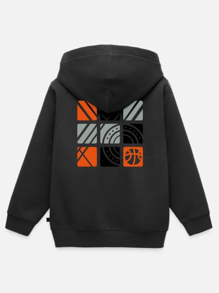 Basketball (Quadrate) - Kinder Premium Organic Zip Hoodie - Schwarz