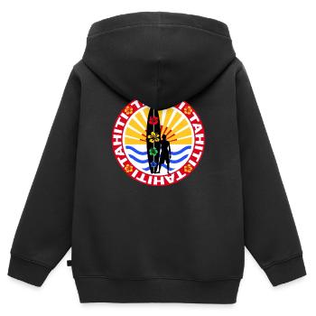 tahiti surfing design - Kinder Premium Organic Zip Hoodie - Schwarz - Hinten - AI Model Kid Male (0cm)