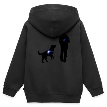 Hund wartet auf Bestätigung - Kinder Premium Organic Zip Hoodie - Schwarz - Hinten - AI Model Kid Male (0cm)