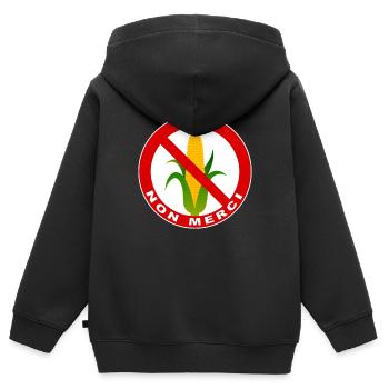 ogm non merci - Sweat Premium à capuche zippé enfant bio - noir - Dos - AI Model Kid Male (0cm)