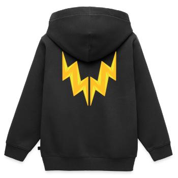 2 blitze stromschlag gefahr schild blitz symbol ka - Kinder Premium Organic Zip Hoodie - Schwarz - Hinten - AI Model Kid Male (0cm)