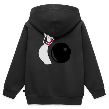 Bowling Pin - Kinder Premium Organic Zip Hoodie - Schwarz - Hinten - AI Model Kid Male (0cm)