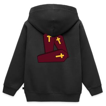 crew viele team 3 freunde sarg beerdigen kreuz gra - Kinder Premium Organic Zip Hoodie - Schwarz - Hinten - AI Model Kid Male (0cm)