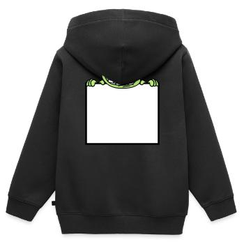 frosch schild verstecken rahmen text schreiben mau - Kinder Premium Organic Zip Hoodie - Schwarz - Hinten - AI Model Kid Male (0cm)