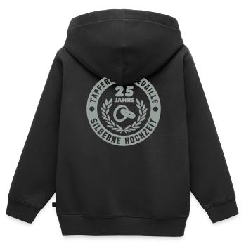 Medal of Honor 25 années de mariage Argent - Sweat Premium à capuche zippé enfant bio - noir - Dos - AI Model Kid Male (0cm)