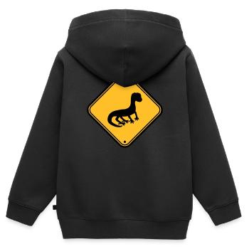 warnung achtung vorsicht hinweis schild silhouette - Kinder Premium Organic Zip Hoodie - Schwarz - Hinten - AI Model Kid Male (0cm)
