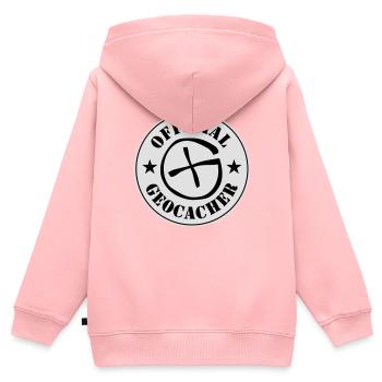 Geocaching - Kinder Premium Organic Zip Hoodie - Rosa - Hinten - AI Model Kid Female (0cm)