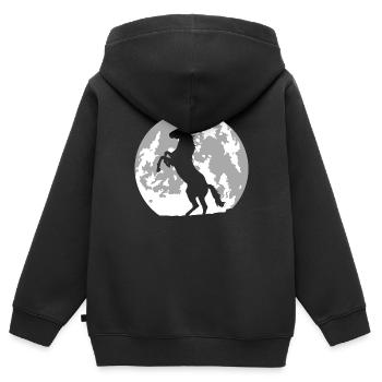 Pferd Vollmond - Kinder Premium Organic Zip Hoodie - Schwarz - Hinten - AI Model Kid Male (0cm)