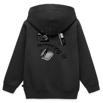 telephone - Sweat Premium à capuche zippé enfant bio - noir - Dos - AI Model Kid Male (0cm)