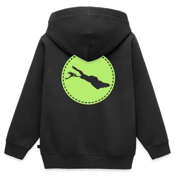Bodensee - Kinder Premium Organic Zip Hoodie - Schwarz - Hinten - AI Model Kid Male (0cm)