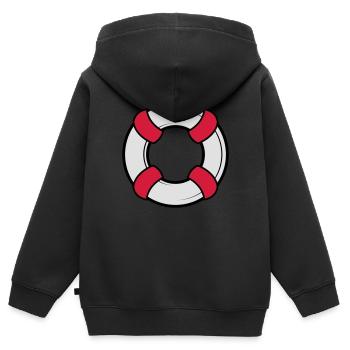 Rettungsring - Kinder Premium Organic Zip Hoodie - Schwarz - Hinten - AI Model Kid Male (0cm)