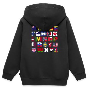Flaggen - Kinder Premium Organic Zip Hoodie - Schwarz - Hinten - AI Model Kid Male (0cm)