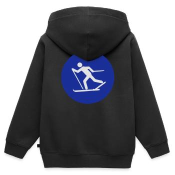langlauf - Kinder Premium Organic Zip Hoodie - Schwarz - Hinten - AI Model Kid Male (0cm)