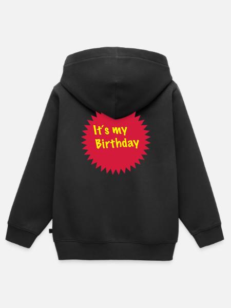 E 'il mio compleanno 2c - Felpa Premium con cappuccio con zip bambino bio - nero