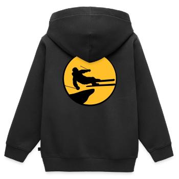 sprungschanze springen stunt trick klippe hoch fli - Kinder Premium Organic Zip Hoodie - Schwarz - Hinten - AI Model Kid Male (0cm)