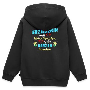 Erzieherin - Kinder Premium Organic Zip Hoodie - Schwarz - Hinten - AI Model Kid Male (0cm)