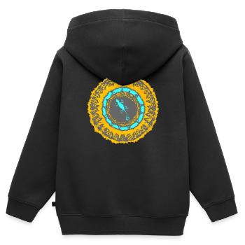 Balearen Echse - Kinder Premium Organic Zip Hoodie - Schwarz - Hinten - AI Model Kid Male (0cm)