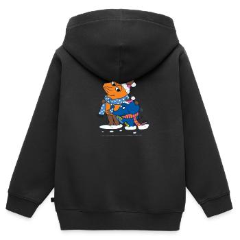 Maus und Elefant in Winterkleidung - Kinder Premium Organic Zip Hoodie - Schwarz - Hinten - AI Model Kid Male (0cm)