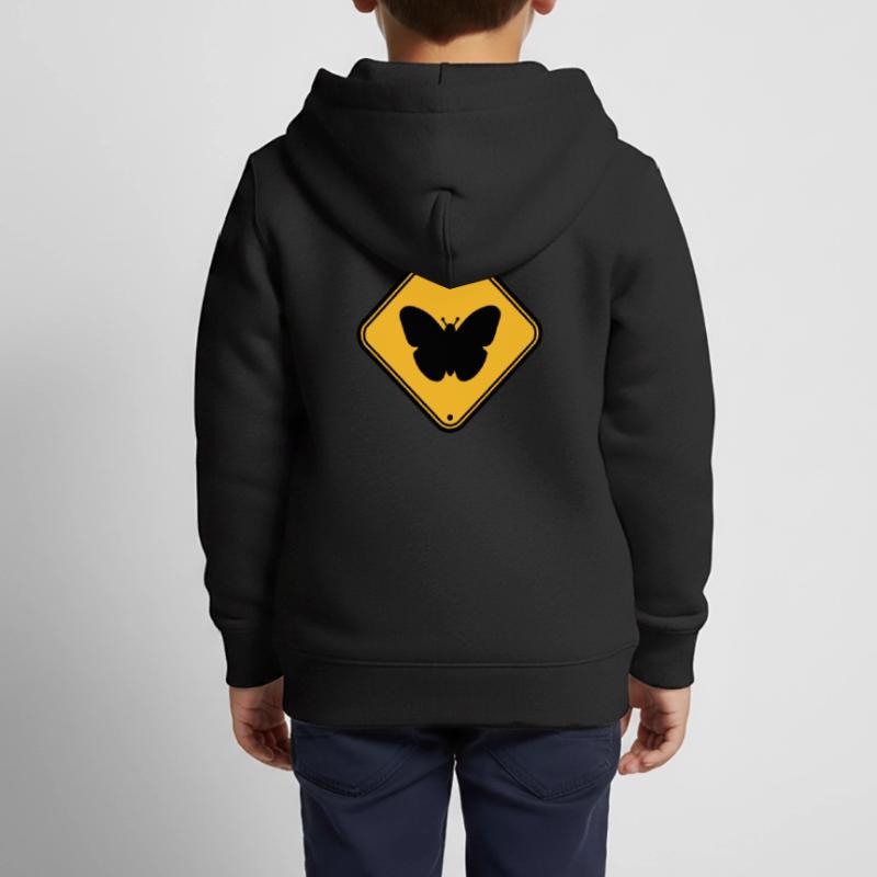 butterfly caution caution note shield zone Kids Premium Organic Zip-up Hoodie