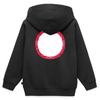 fissures rond cercle anneau rond bande ligne poutres u - Sweat Premium à capuche zippé enfant bio - noir - Dos - AI Model Kid Male (0cm)