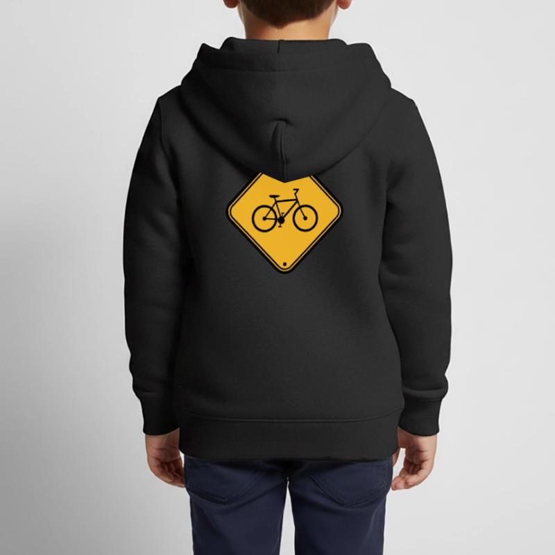 Signboard Bicycle Sign Note Warning Zone Kids Premium Organic Zip-up Hoodie