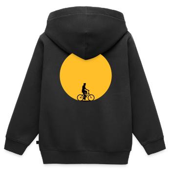 fahrrad sonne sommer rund kreis logo sihouette fah - Kinder Premium Organic Zip Hoodie - Schwarz - Hinten - AI Model Kid Male (0cm)