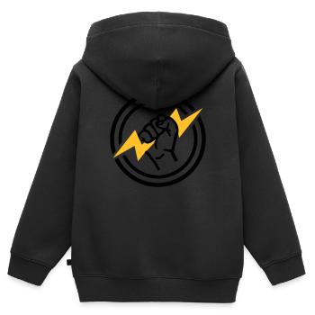 Blitz - Kinder Premium Organic Zip Hoodie - Schwarz - Hinten - AI Model Kid Male (0cm)