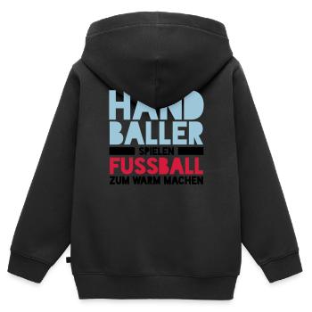 Handballer spielen Fussball zum Warm machen - Kinder Premium Organic Zip Hoodie - Schwarz - Hinten - AI Model Kid Male (0cm)