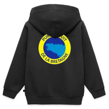 Pur Produit de la Bretagne - Sweat Premium à capuche zippé enfant bio - noir - Dos - AI Model Kid Male (0cm)