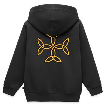 Tattoo mit endlosem Knoten und keltischem Kreuz - Kinder Premium Organic Zip Hoodie - Schwarz - Hinten - AI Model Kid Male (0cm)