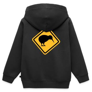Kiwi - Sweat Premium à capuche zippé enfant bio - noir - Dos - AI Model Kid Male (0cm)