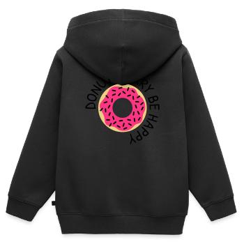 Donut worry be happy - Kids Premium Organic Zip-up Hoodie - black - Back - AI Model Kid Male (0cm)