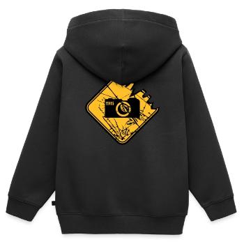 Gefahr Warnung Schild Kamera - Kinder Premium Organic Zip Hoodie - Schwarz - Hinten - AI Model Kid Male (0cm)