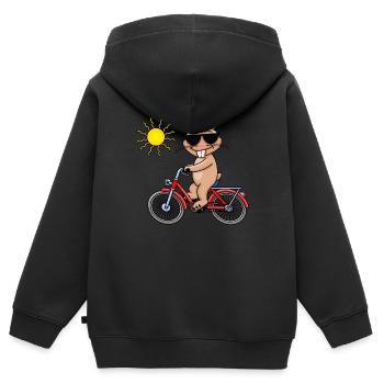 Cooler Hase fährt Fahrrad - Kinder Premium Organic Zip Hoodie - Schwarz - Hinten - AI Model Kid Male (0cm)