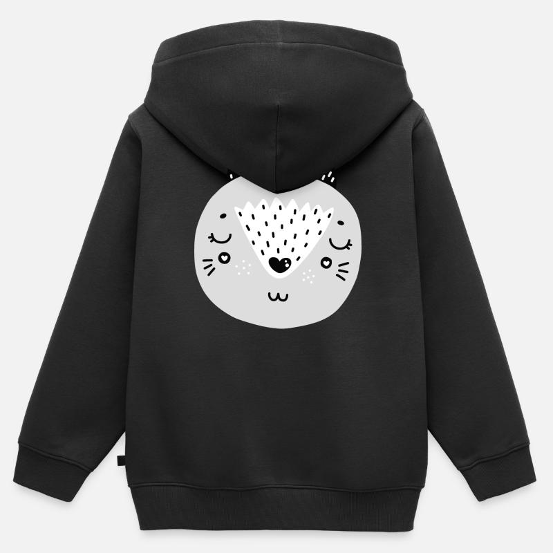 Chat scandinave - Sweat Premium à capuche zippé enfant bio - noir