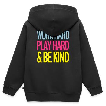 Work Hard - Sweat Premium à capuche zippé enfant bio - noir - Dos - AI Model Kid Male (0cm)