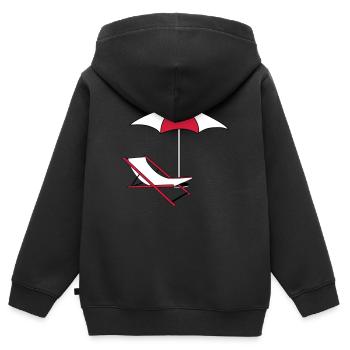 schirm sonnenschirm liegestuhl strandstuhl urlaub - Kinder Premium Organic Zip Hoodie - Schwarz - Hinten - AI Model Kid Male (0cm)