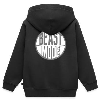 rond rond sticker design logo monster mode on - Sweat Premium à capuche zippé enfant bio - noir - Dos - AI Model Kid Male (0cm)