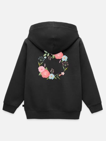 Blumenkranz-Magie - Kinder Premium Organic Zip Hoodie - Schwarz