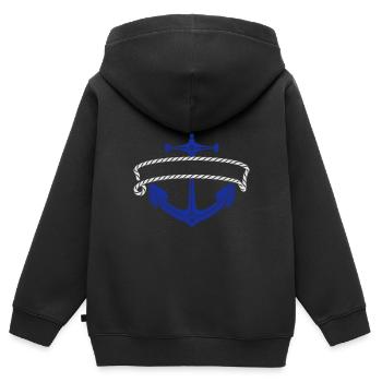 Anker mit Tau / anchor & rope frame (ot; 2c) - Kinder Premium Organic Zip Hoodie - Schwarz - Hinten - AI Model Kid Male (0cm)