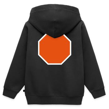 Stop Sign Template Design Icon Pattern Pattern - Sweat Premium à capuche zippé enfant bio - noir - Dos - AI Model Kid Male (0cm)