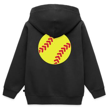 Softball - Sweat Premium à capuche zippé enfant bio - noir - Dos - AI Model Kid Male (0cm)