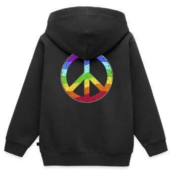 Peace-Zeichen Regenbogen Toleranz Frieden Pazifist - Kinder Premium Organic Zip Hoodie - Schwarz - Hinten - AI Model Kid Male (0cm)
