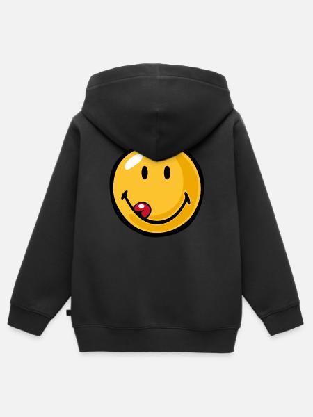 Smiley little lick - Kinder Premium Organic Zip Hoodie - Schwarz