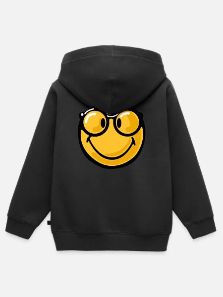Smiley nerdy - Kinder Premium Organic Zip Hoodie - Schwarz