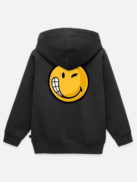 Smiley dude - Kinder Premium Organic Zip Hoodie - Schwarz