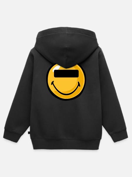 Smiley anonymous - Kinder Premium Organic Zip Hoodie - Schwarz