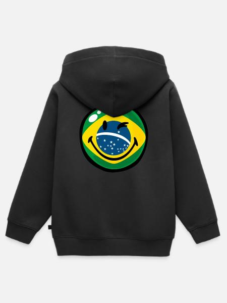 Smiley Brazil - Kinder Premium Organic Zip Hoodie - Schwarz