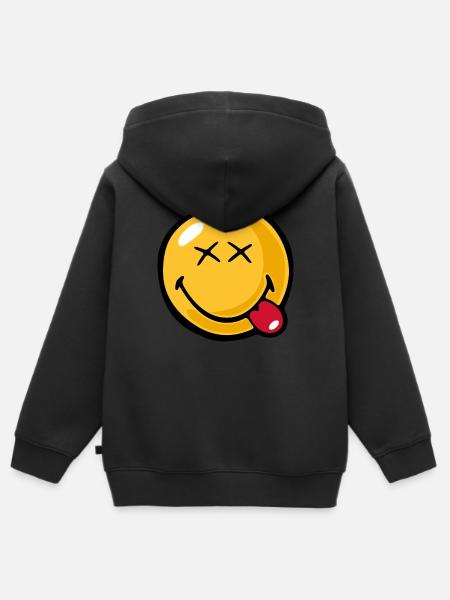 Smiley xx eyes - Kinder Premium Organic Zip Hoodie - Schwarz